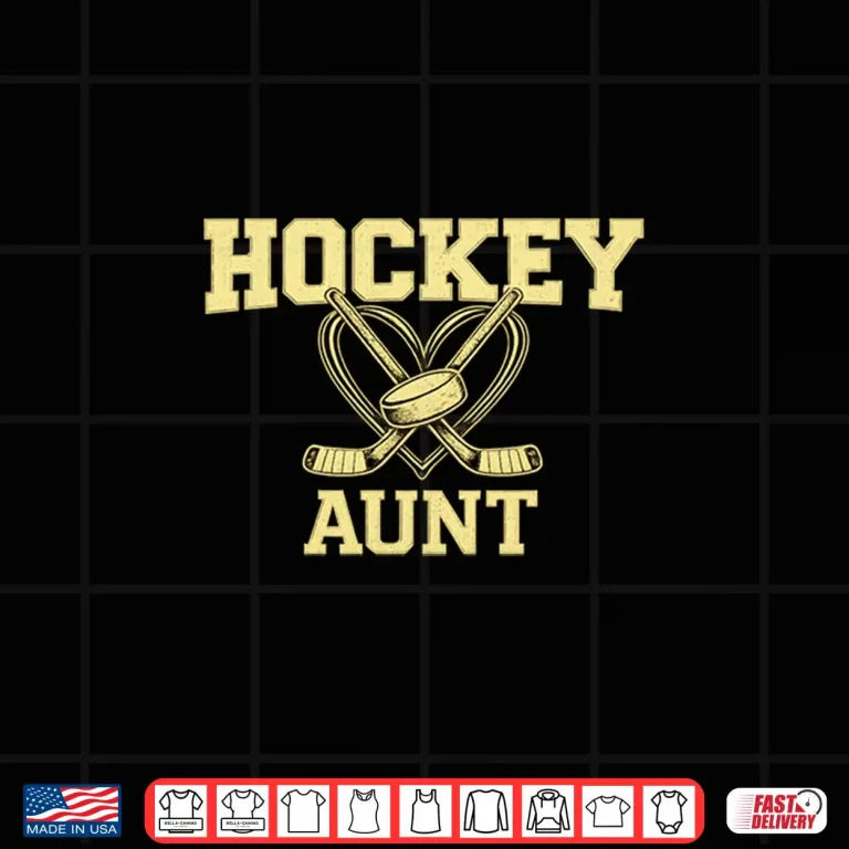 Design Hockey Aunt Black Gold Graphic Design Distressed Game Day Shirt