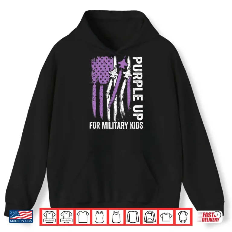 Hoodie Purple Up Military Kids Month of Military Child Army USA Shirt