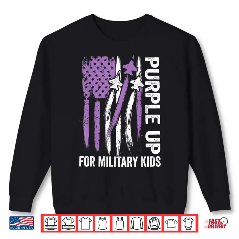 Sweatshirt Purple Up Military Kids Month of Military Child Army USA Shirt