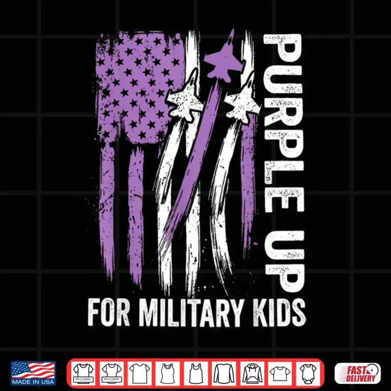 Design Purple Up Military Kids Month of Military Child Army USA Shirt