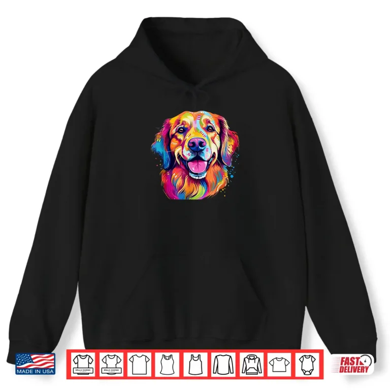Hoodie Colorful Golden Retriever with big eyes Portrait Pop Art Shirt