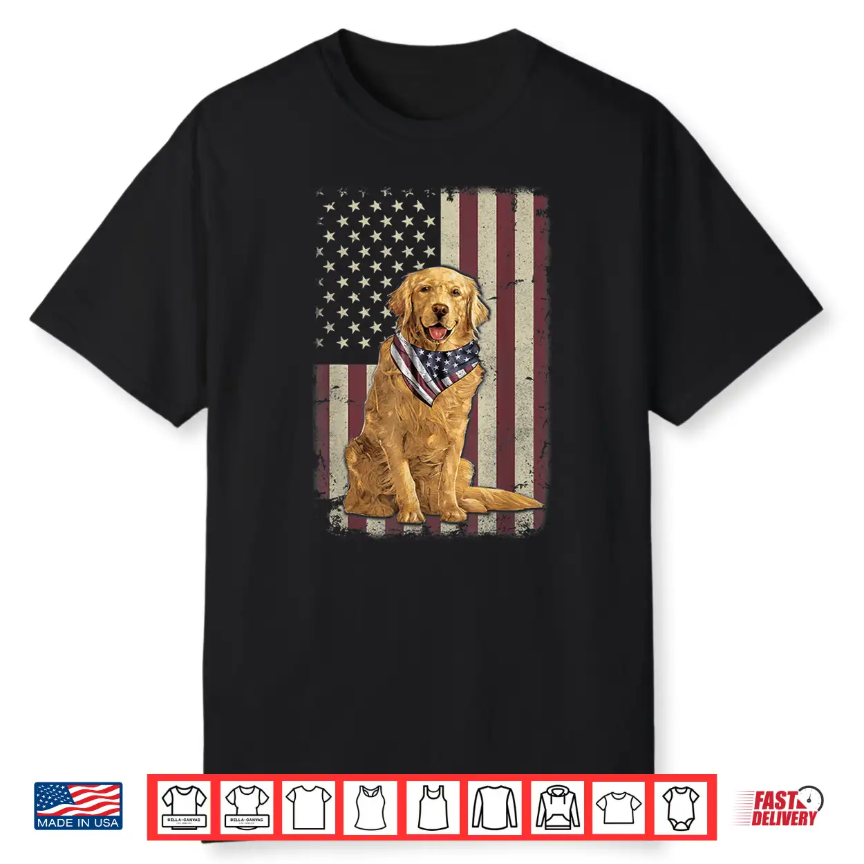 Golden Retriever American Flag Bandana 4Th Of July Tshirt Golden Retriever American Flag Bandana 4Th Of July Tshirt