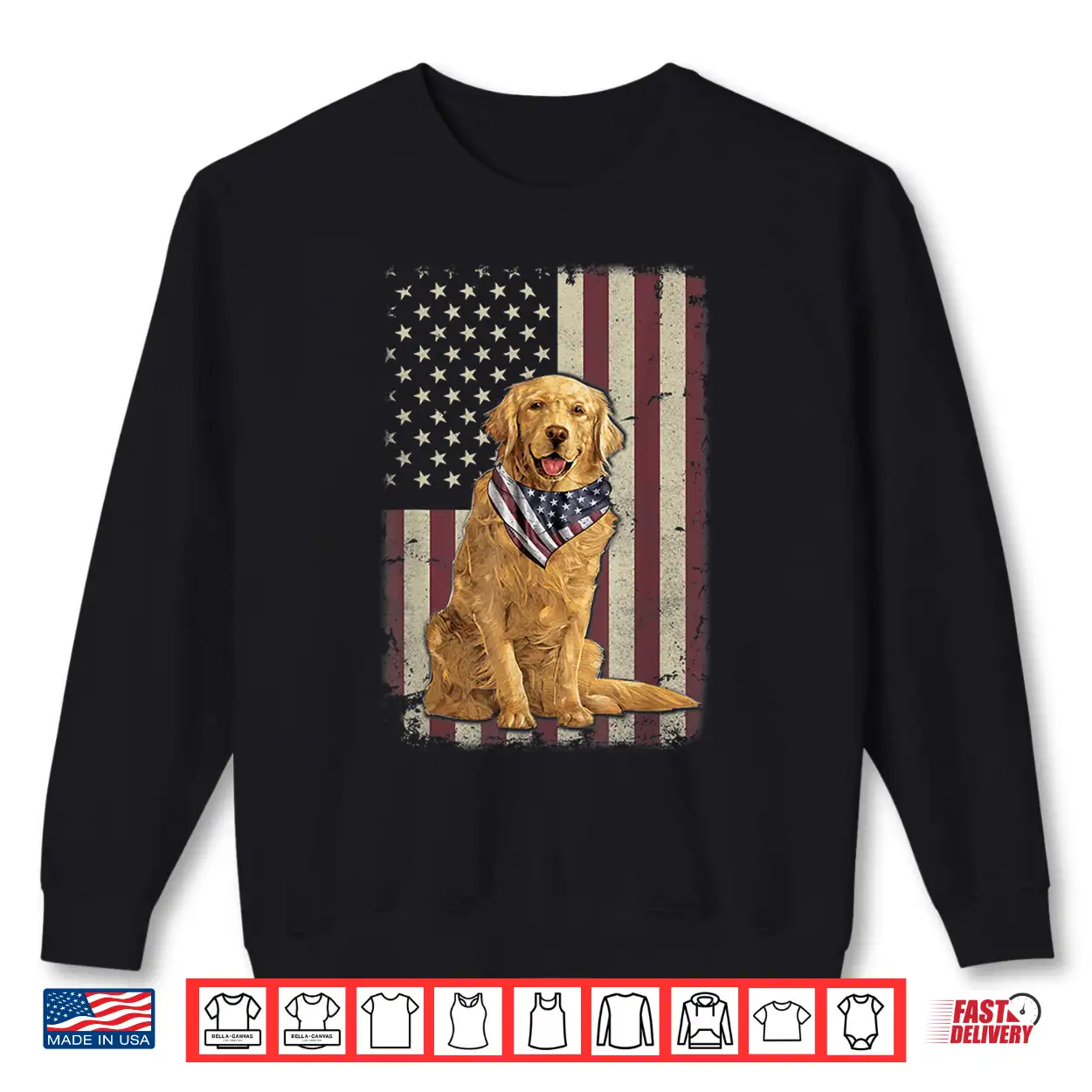 Golden Retriever American Flag Bandana 4Th Of July Tshirt Golden Retriever American Flag Bandana 4Th Of July Tshirt