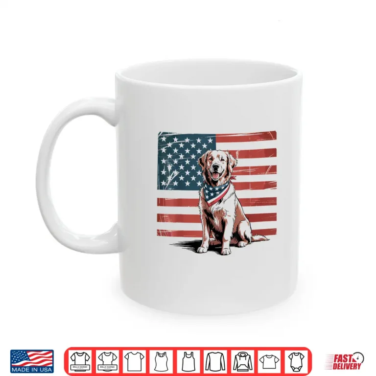 Mug Golden Retriever 4th Of July USA American Flag Patriotic Shirt