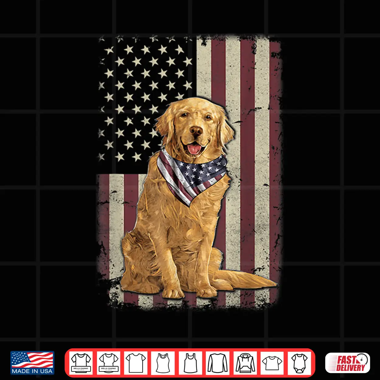 Golden Retriever American Flag Bandana 4Th Of July Tshirt Golden Retriever American Flag Bandana 4Th Of July Tshirt