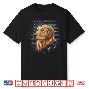 Golden Retriever Dog American Flag Patriotic Vintage Usa Shirt