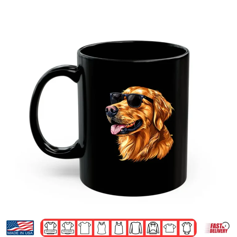 Mug Golden Retriever Dog Sunglasses Shirt