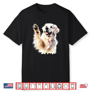 White English Cream Golden Retriever Funny Pooch Paw Canine Shirt