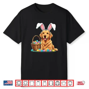 Easter Golden Retriever Dog With Bunny Rabbit Ears Shirt