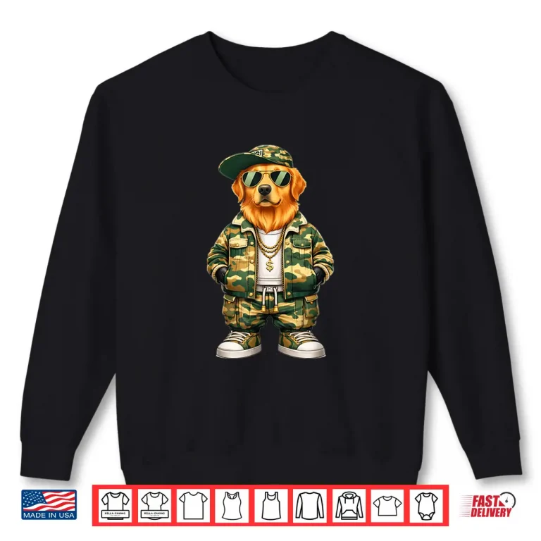 Sweatshirt Camo Hip Hop Golden Retriever Camouflage Gangsta Streetwear Shirt