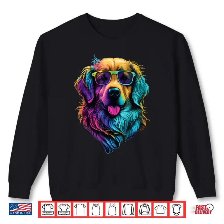 Sweatshirt Colorful Golden Retriever Art Dog Owner Canine Lover Shirt