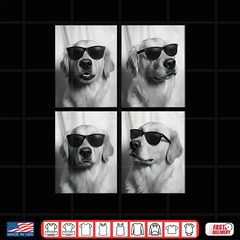Design Cute Golden Retriever with Sunglasses Funny Dog Lover Shirt