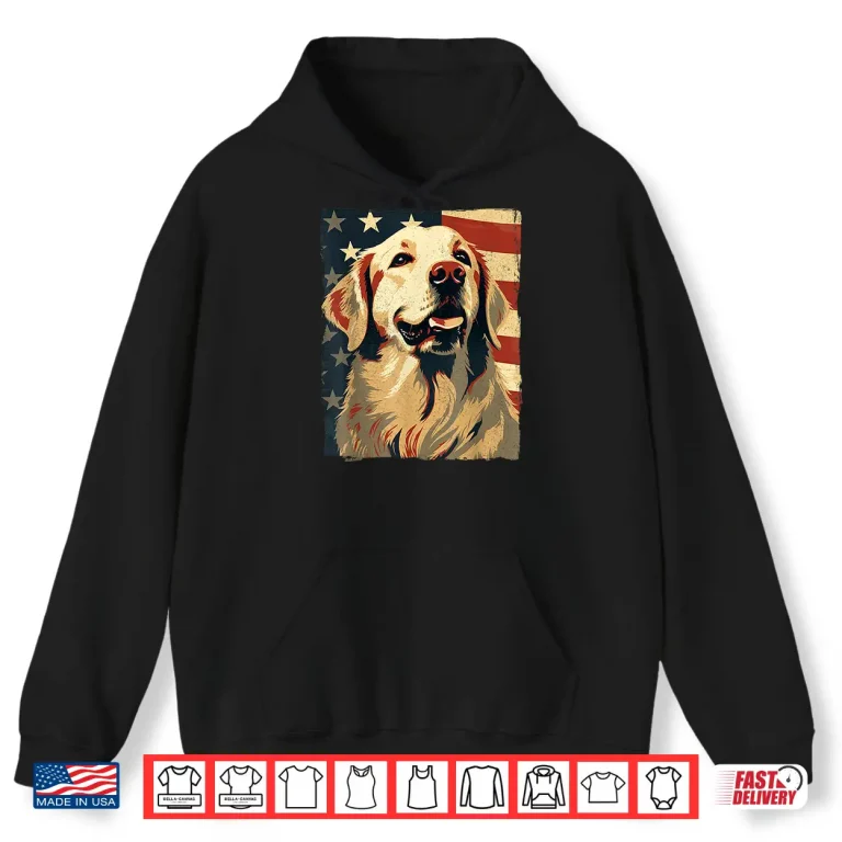 Hoodie Golden Retriever American Flag Shirt 4th Of July Retriever Shirt
