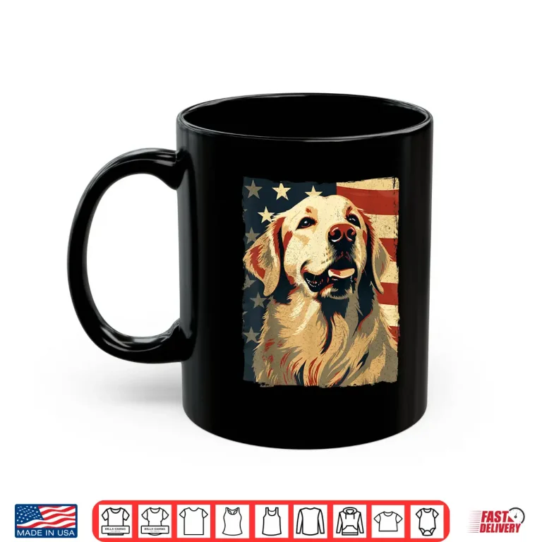Mug Golden Retriever American Flag Shirt 4th Of July Retriever Shirt