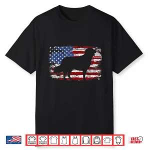 Golden Retriever Vintage Usa Flag Shirt