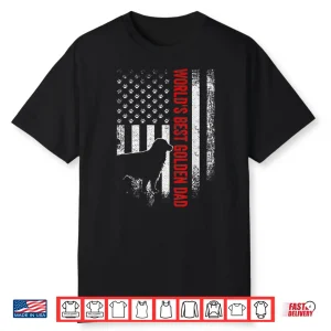 Vintage American Flag World’S Best Golden Retriever Dad Gift Shirt
