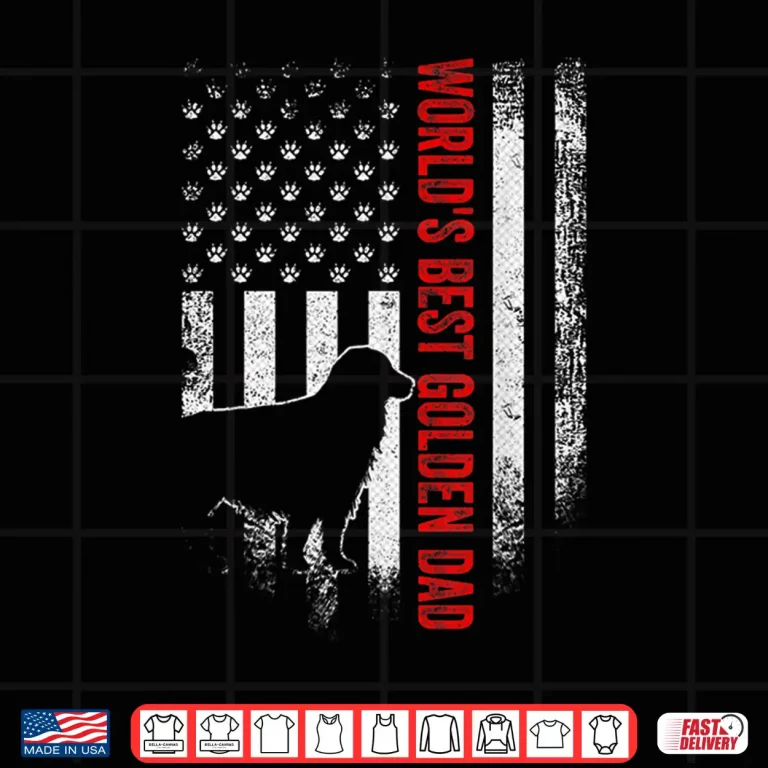 Design Vintage American Flag Worlds Best Golden Retriever Dad Gift Shirt