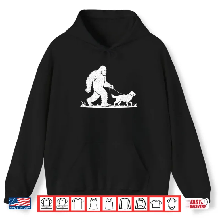 Hoodie Bigfoot and Golden Retriever Canine Lover Dog Owner Shirt
