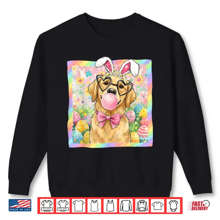 Sweatshirt Easter Dog Bunny Ear Funny Golden Retriever Easter Bunny Dog Shirt