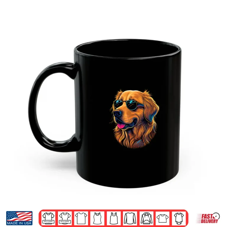 Mug Dad Mom Cool Dog Sunglasses Golden Retriever Shirt