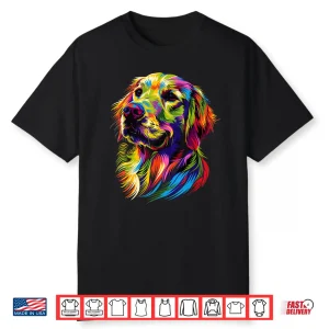 Golden Retriever Dog Colorful Pop Art Rainbow Colors Dogs Shirt