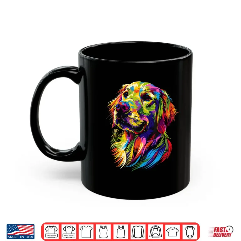 Mug Golden Retriever Dog Colorful Pop Art Rainbow Colors Dogs Shirt