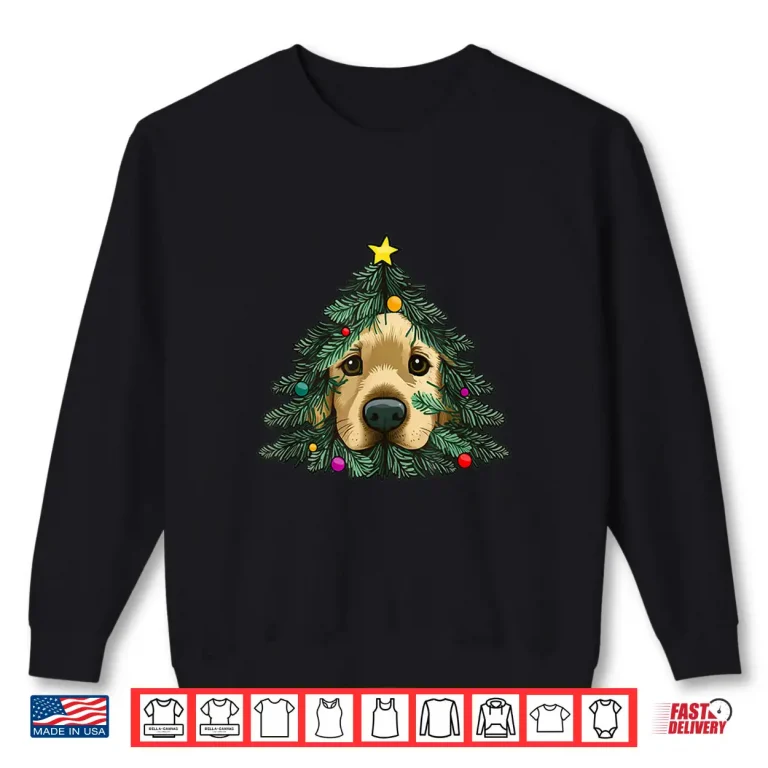 Sweatshirt Golden Retriever Puppy in Christmas tree Shirt