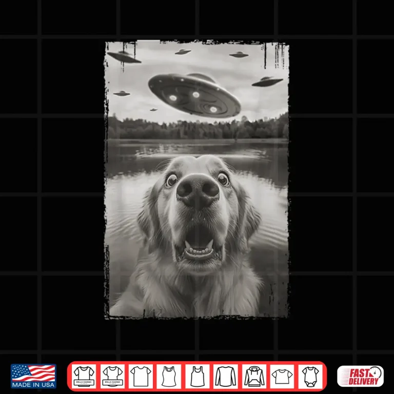 Design Golden Retriever Selfie with UFO Funny Golden Retriever Shirt