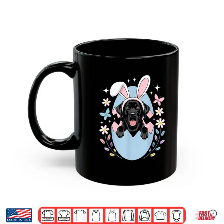 Mug Labrador Golden Retriever Bunny Springs Eggs Easter Dog Shirt