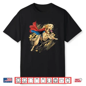 Superhero Golden Retriever Red Cape Super Hero Dog Shirt