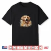 Vintage Golden Retriever Dog With Flowers Pastel Floral Shirt