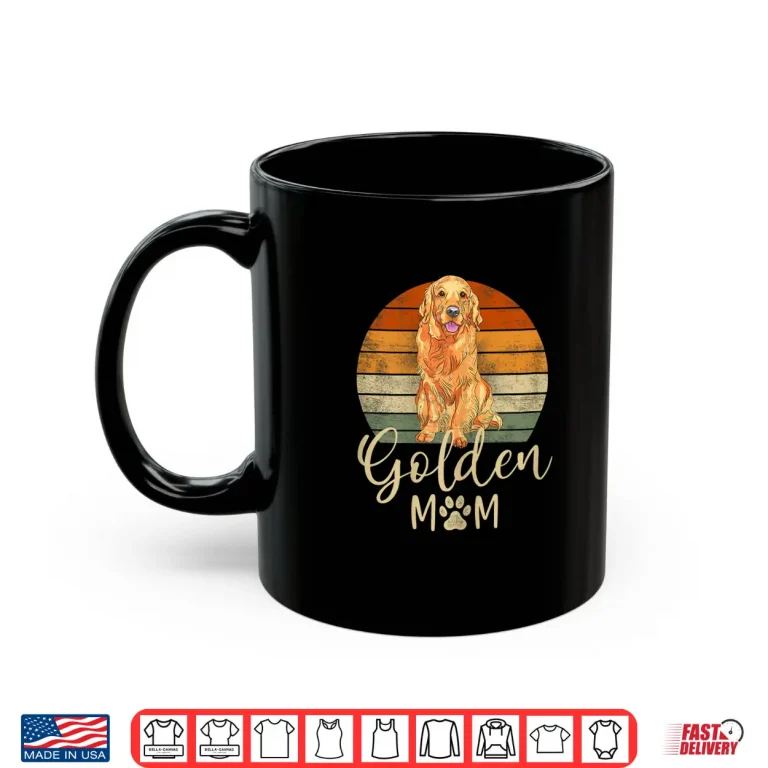 Mug Womens Golden Mom Retro Sunset Golden Retriever Lover Gift Dog Mama Shirt