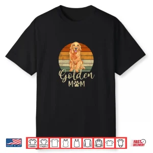 Golden Mom Retro Sunset Golden Retriever Lover Gift Dog Mama Shirt