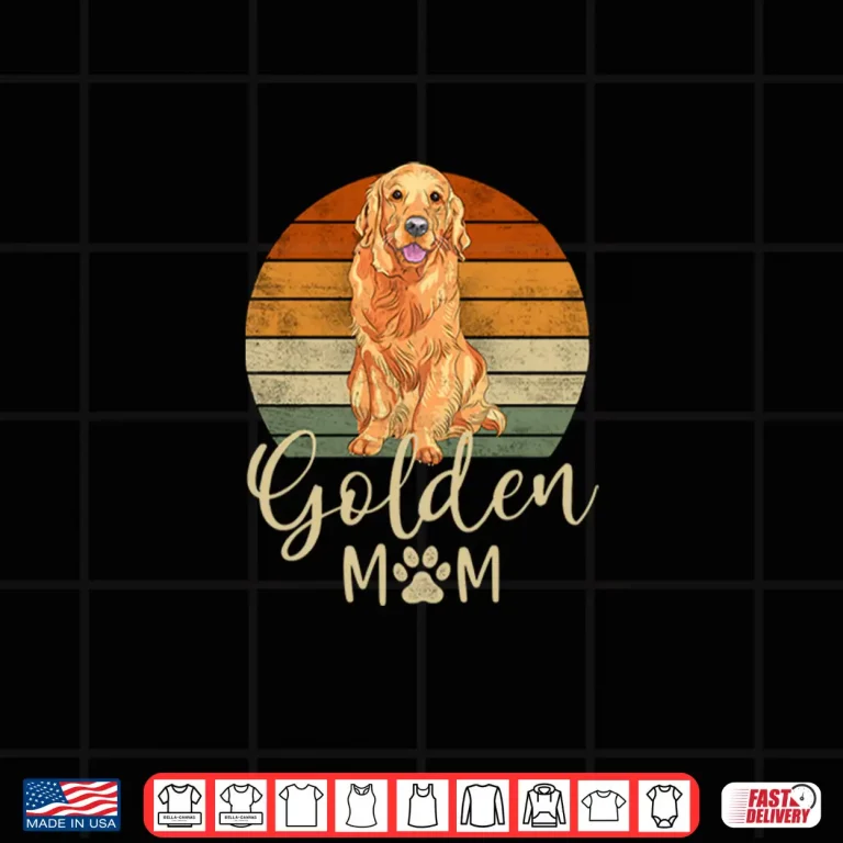 Design Golden Mom Retro Sunset Golden Retriever Lover Gift Dog Mama Shirt