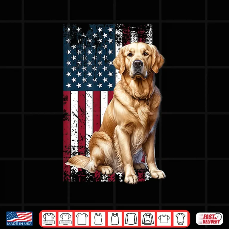Design Golden Retriever Dog Owner USA Flag Shirt