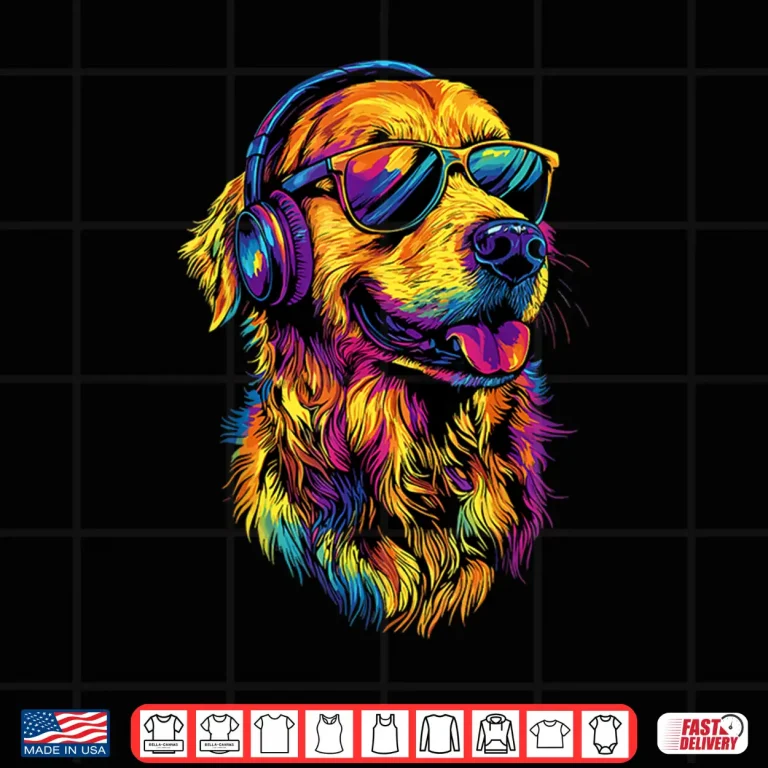Design Golden Retriever Dog with Sunglasses I Love Golden Retriever Shirt