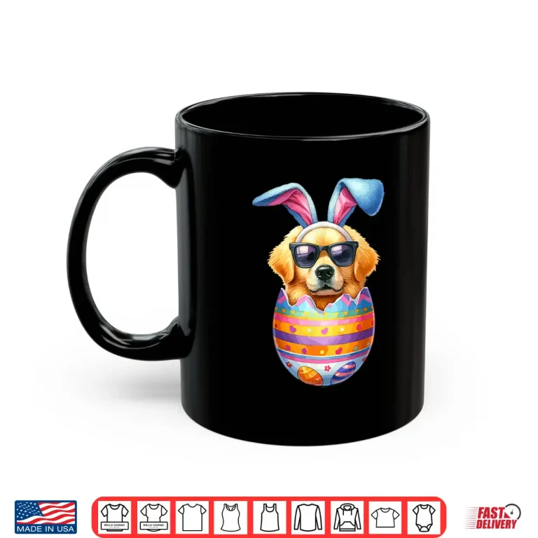 Mug Golden Retriever Lover Easter Egg Happy Easter Bunny Ears Shirt