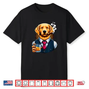 Golden Retriever Dog Cigar And Whiskey Shirt