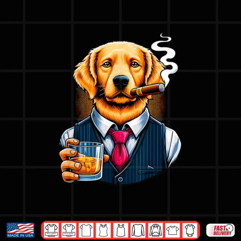 Design Golden Retriever dog Cigar And Whiskey Shirt