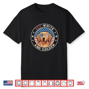 Red White Golden Retriever American Flag 4Th Of July Gift Shirt