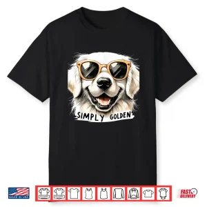 White English Cream Golden Retriever Glasses Simply Golden Shirt