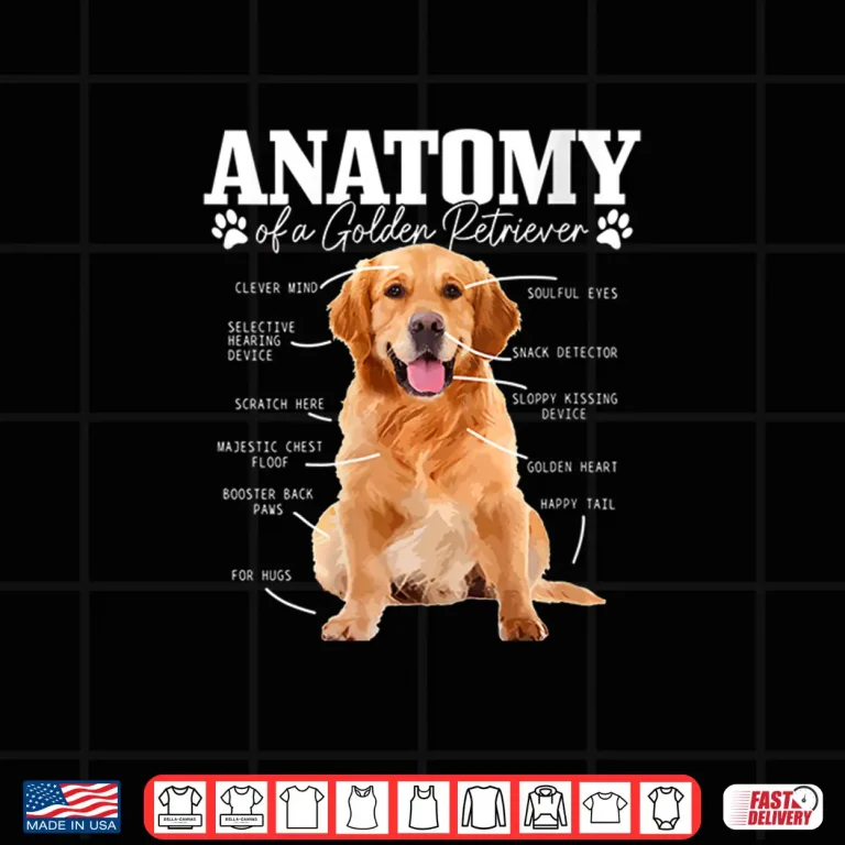 Design Womens Anatomy Of A Golden Retriever Funny Cute Dog Mom Dad Shirt