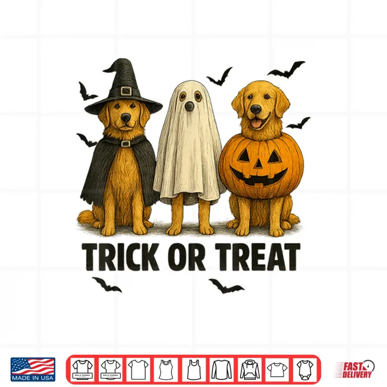 Design Cute Dog Halloween Costume Golden Retriever Trick Or Treat Shirt