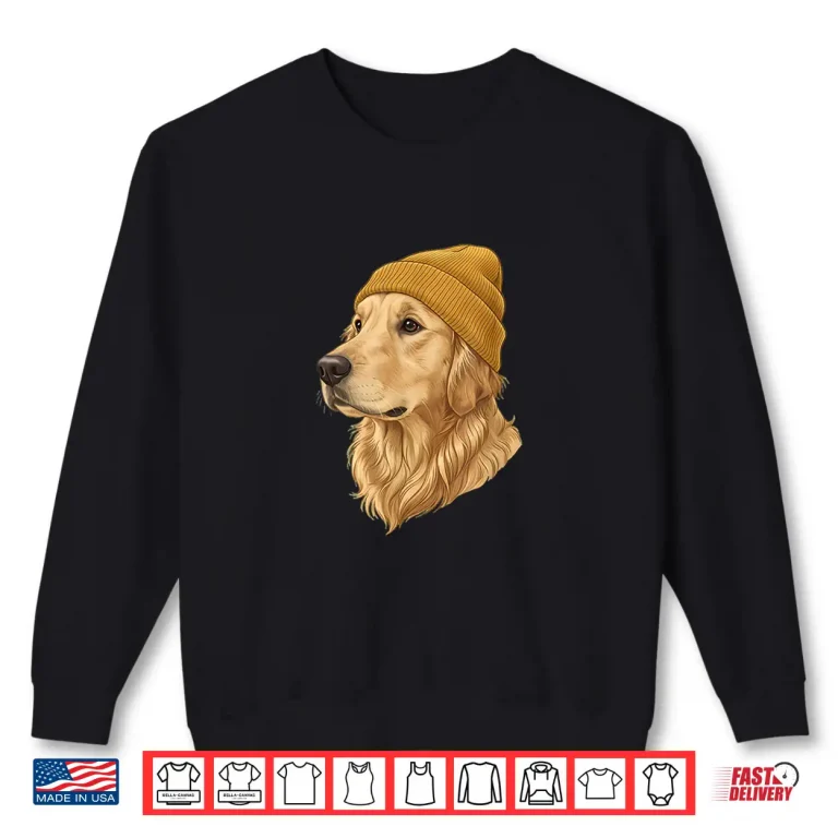 Sweatshirt Golden Dog Retriever Yellow Beanie Art Shirt