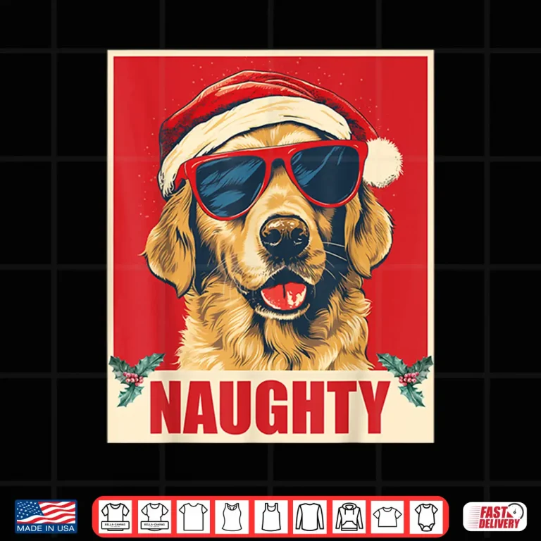 Design Golden Retriever Christmas Naughty Vintage Shirt