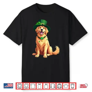 Golden Retriever Dog St Patricks Day Shamrock Leprechaun Hat Shirt