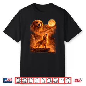 Golden Retriever Howling To The Moon Vintage Dog Lover Shirt