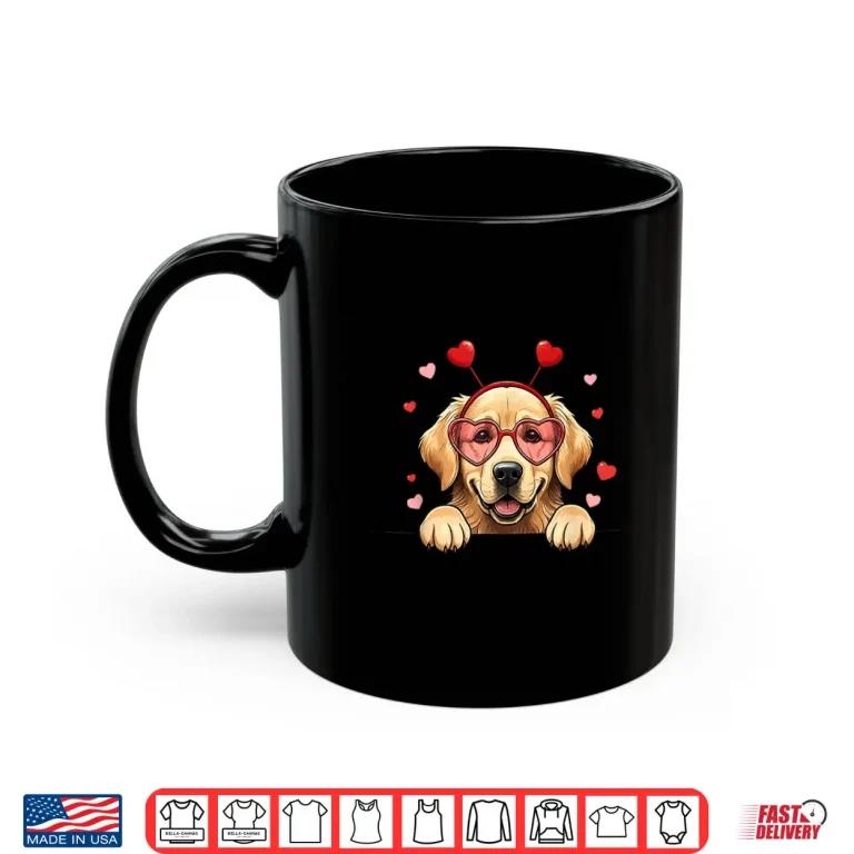 Mug Golden Retriever Heart Headband Valentine Professional Graphic Shirt