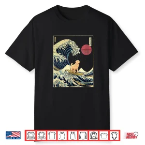 Golden Retriever Japanese Kanagawa Wave Surf Dog Shirt