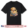 Golden Retriever Reading Dog Animal Art Print Graphic Shirt